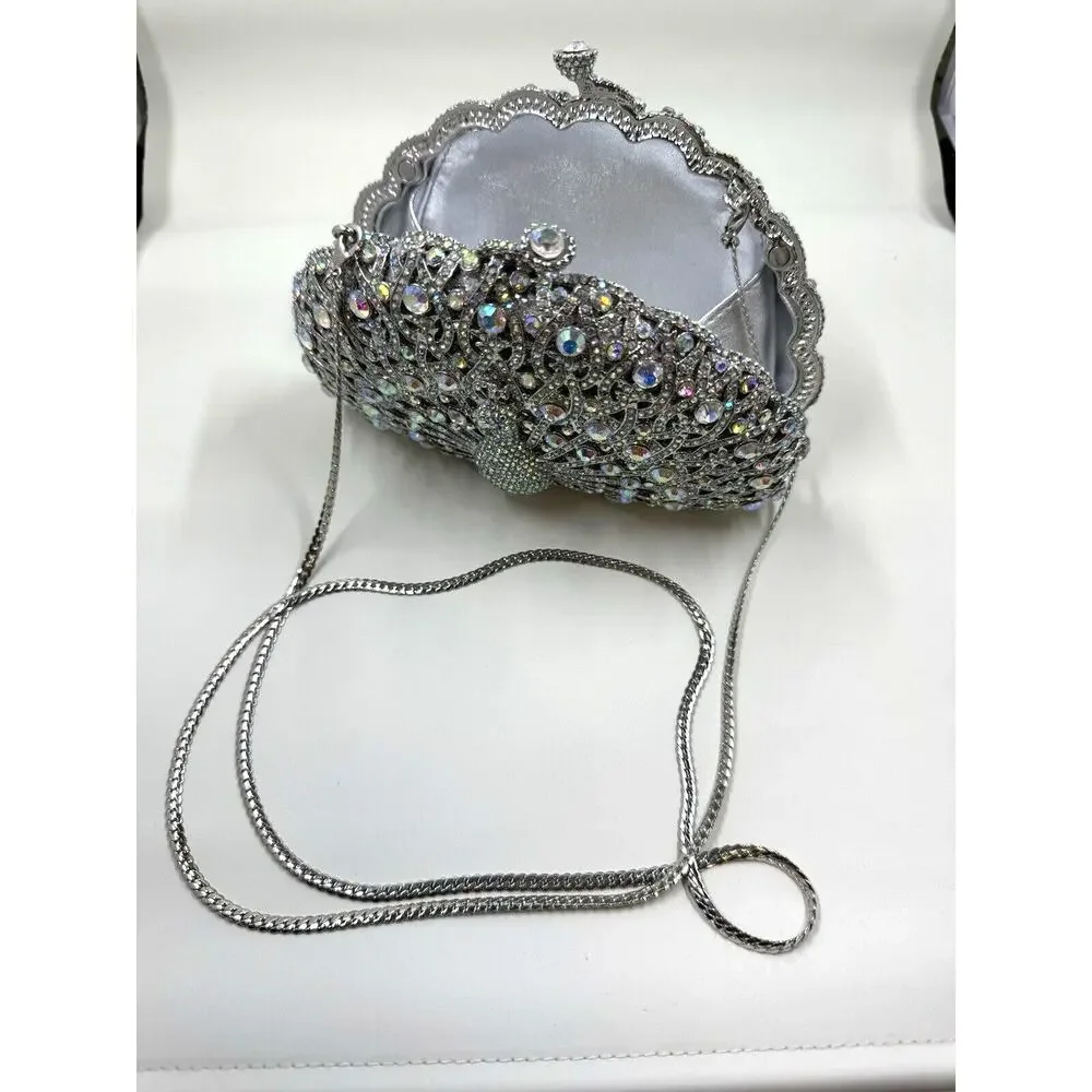 STUNNING Mission Peacock Bling Purse, has beautiful‎ silver chain,Fairy,Queen